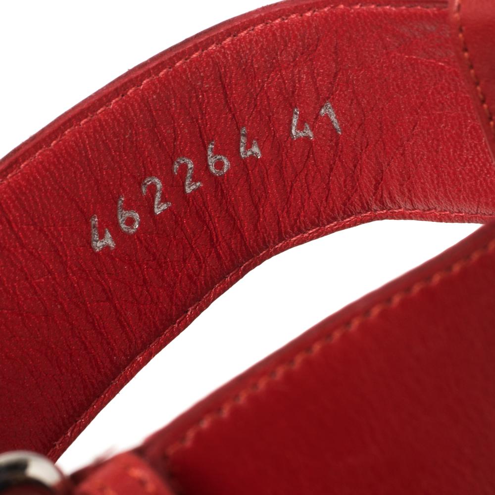 Women's Alexander McQueen Red Leather Buckle Strappy Platform Sandals Size 41