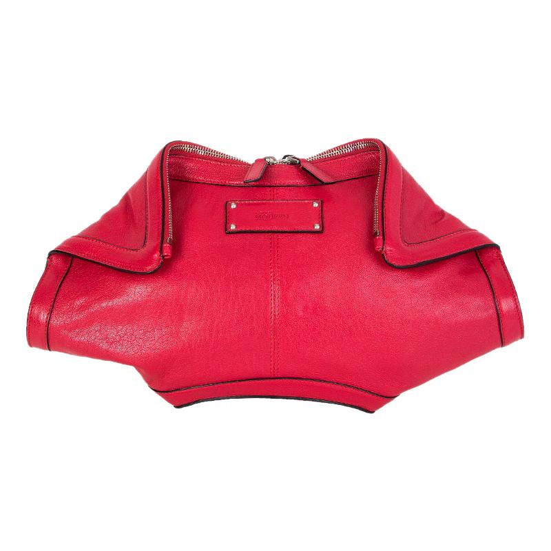 ALEXANDER MCQUEEN red leather DE MANTA Clutch Bag