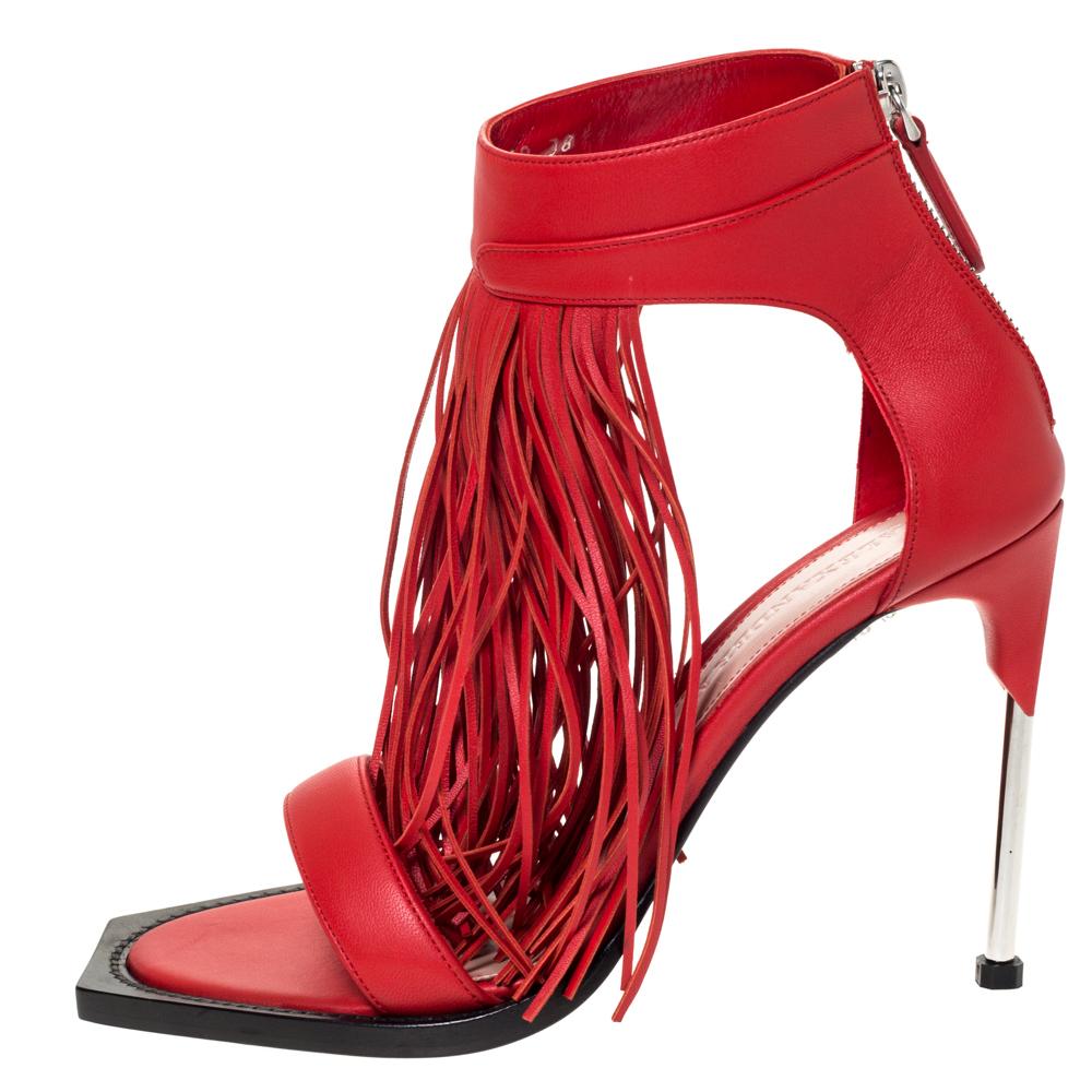 Alexander McQueen Red Leather Fringe 