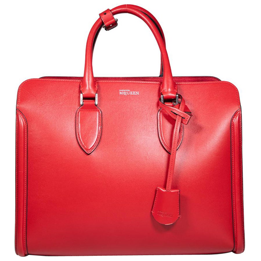 Alexander McQueen Red Leather Heroine Open Handbag