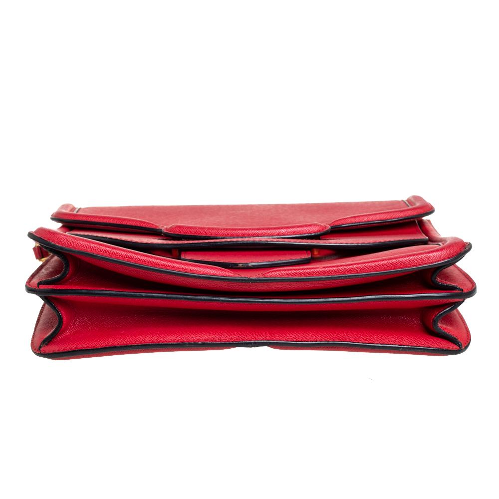 Alexander McQueen Red Leather Heroine Shoulder Bag In Good Condition In Dubai, Al Qouz 2