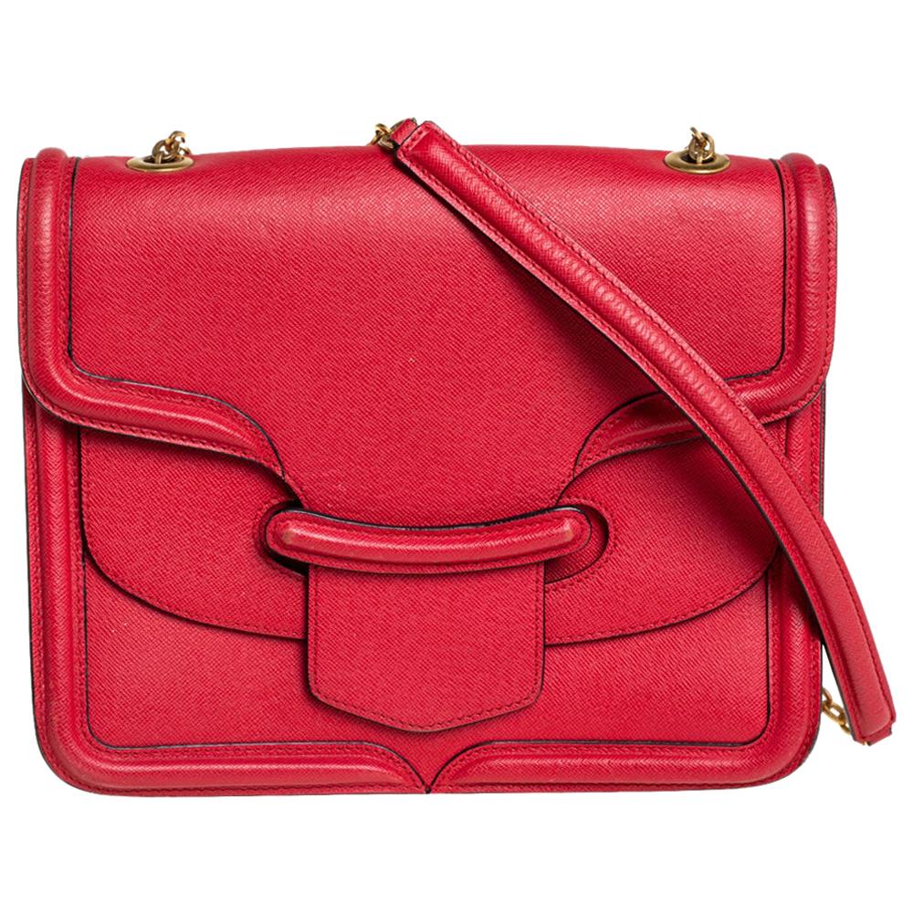 Alexander McQueen Red Leather Heroine Shoulder Bag