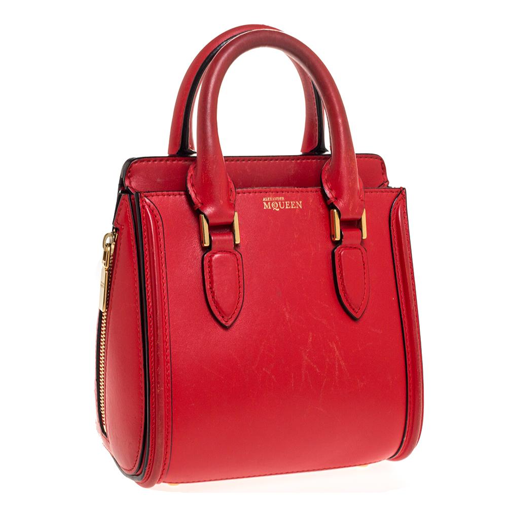Women's Alexander McQueen Red Leather Mini Heroine Bag