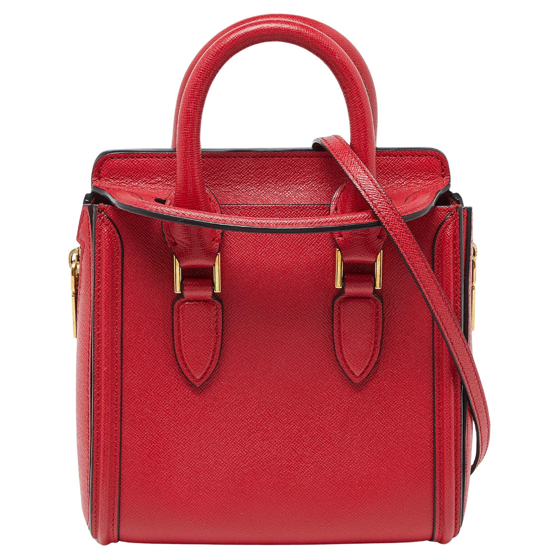 Alexander McQueen Red Leather Mini Heroine Bag For Sale