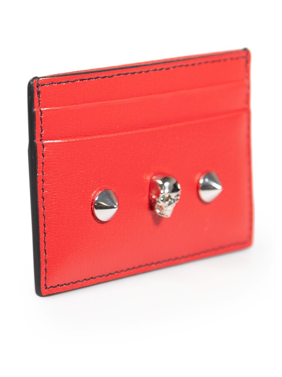 CONDITION is Never worn. Hardly any wear to cardholder is evident. Due poor storage a light scratch on the front on the right side on this brand new Alexander McQueen designer resale item. Comes with original box.
 
 
 
 Details
 
 
 Red
 
 Leather
