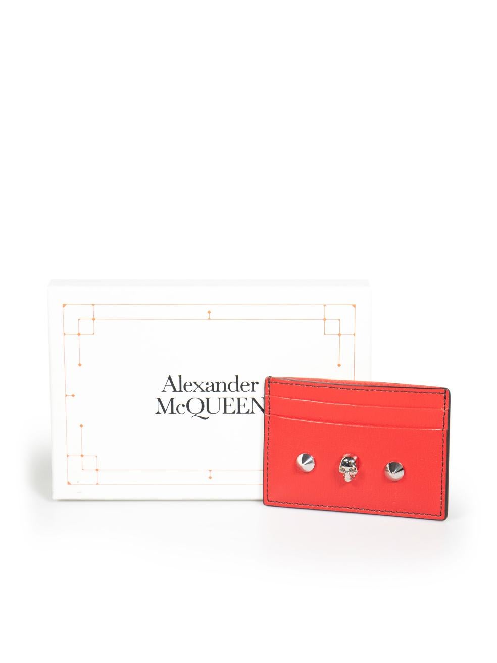 Alexander McQueen Red Leather Skull Card Holder 4