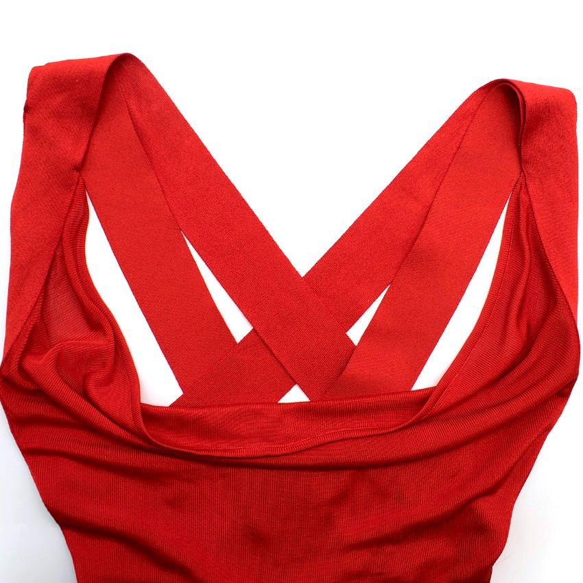 Women's Alexander McQueen Red Lightweight Knit Cowl Neck Gown US 8