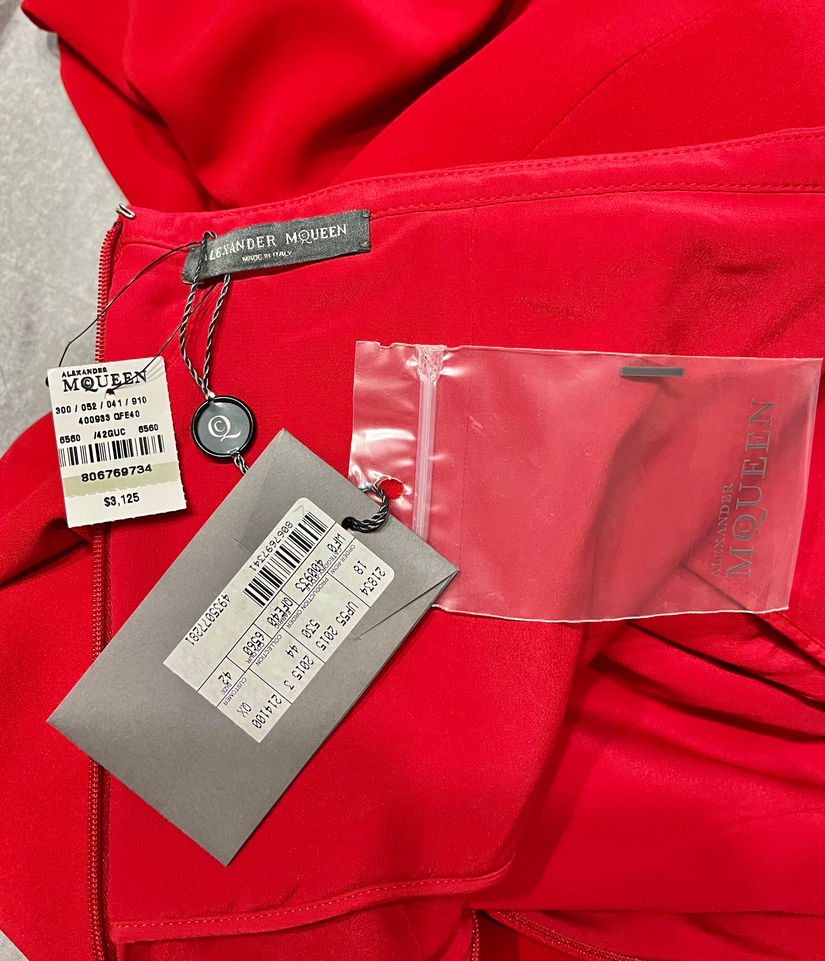 ALEXANDER McQueen RED LONG EVENING DRESS size IT 42 2