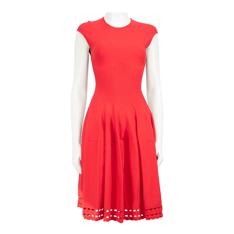 Alexander McQueen Red Midi Knit Dress Size S at 1stDibs