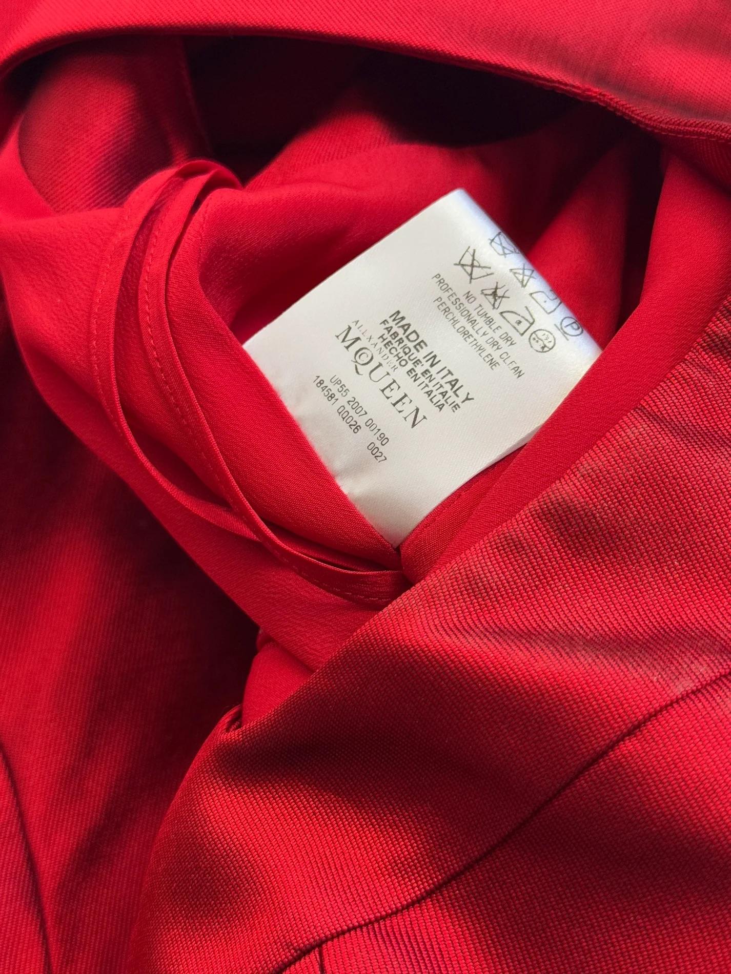 Alexander McQueen Red Mikado Silk Dress with Tulle, 2007 For Sale 8