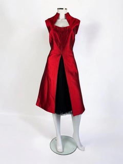 Alexander McQueen Red Mikado Silk Dress with Tulle, 2007