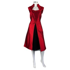 Alexander McQueen Red Mikado Silk Dress with Tulle, 2007