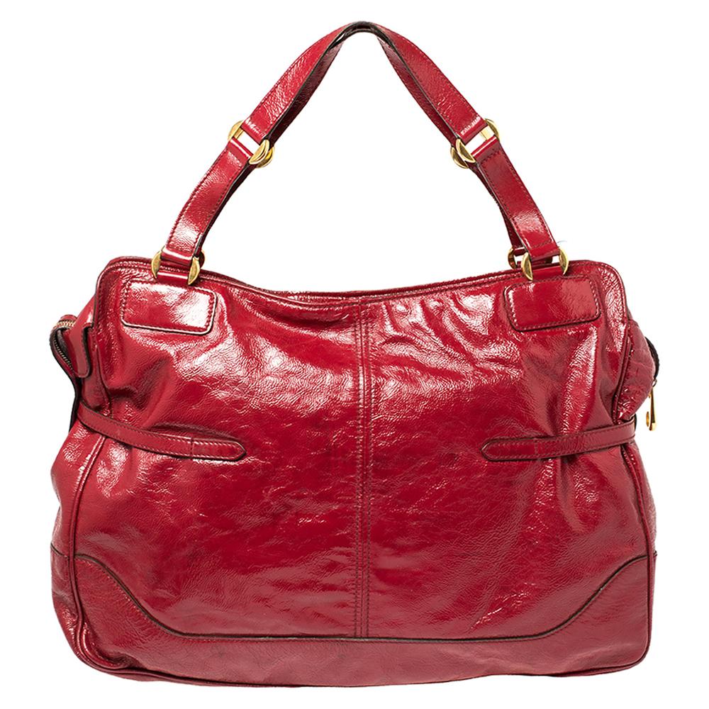 red leather satchel