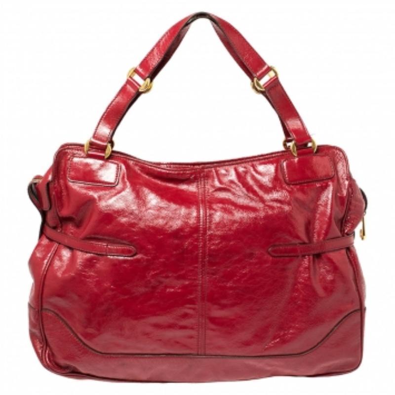 Alexander McQueen Red Patent Leather Satchel For Sale 2