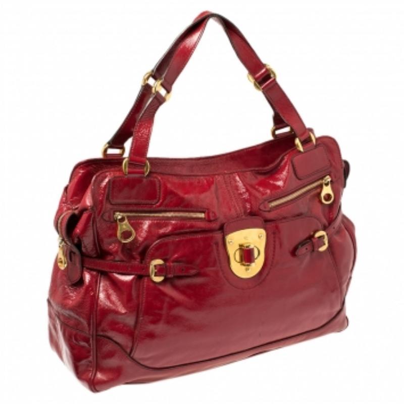 Alexander McQueen Red Patent Leather Satchel For Sale 3