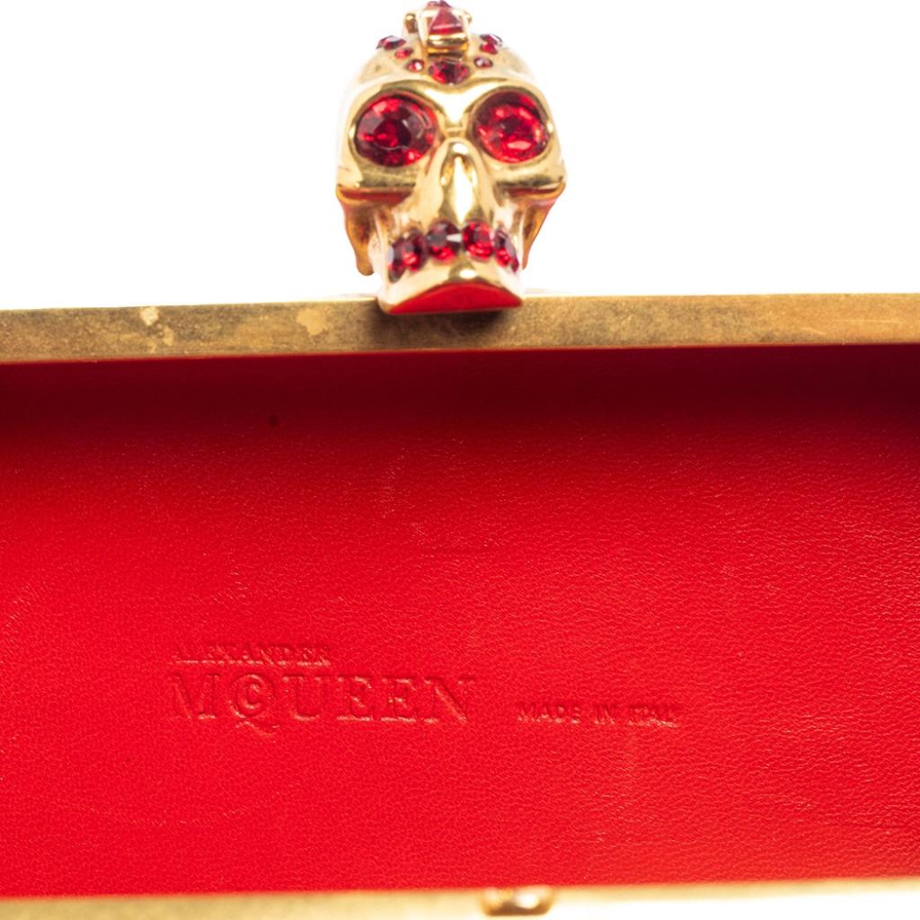 Alexander McQueen Red Patent Leather Skull Box Clutch 4