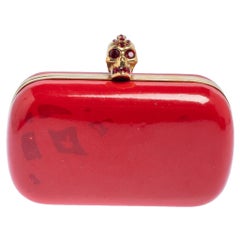 Alexander McQueen Red Patent Leather Skull Box Clutch