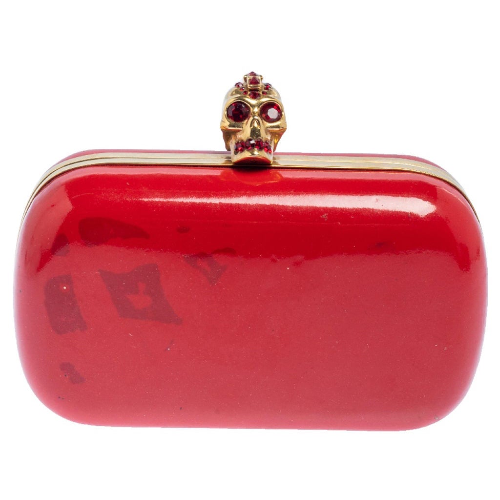 Alexander McQueen HOT PINK Patent Leather Clutch Handbag For Sale at