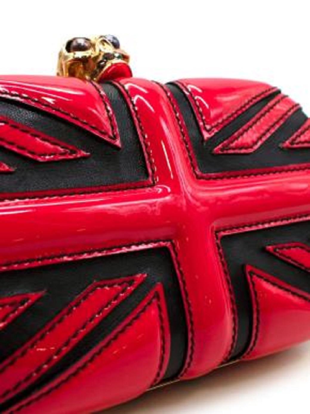 Alexander McQueen Red Patent-leather Union Jack Clutch For Sale 4