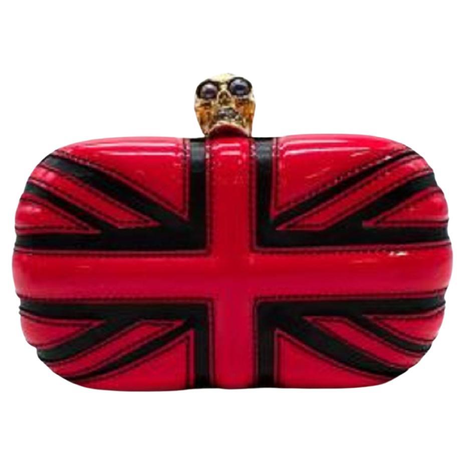 Alexander McQueen Red Patent-leather Union Jack Clutch For Sale