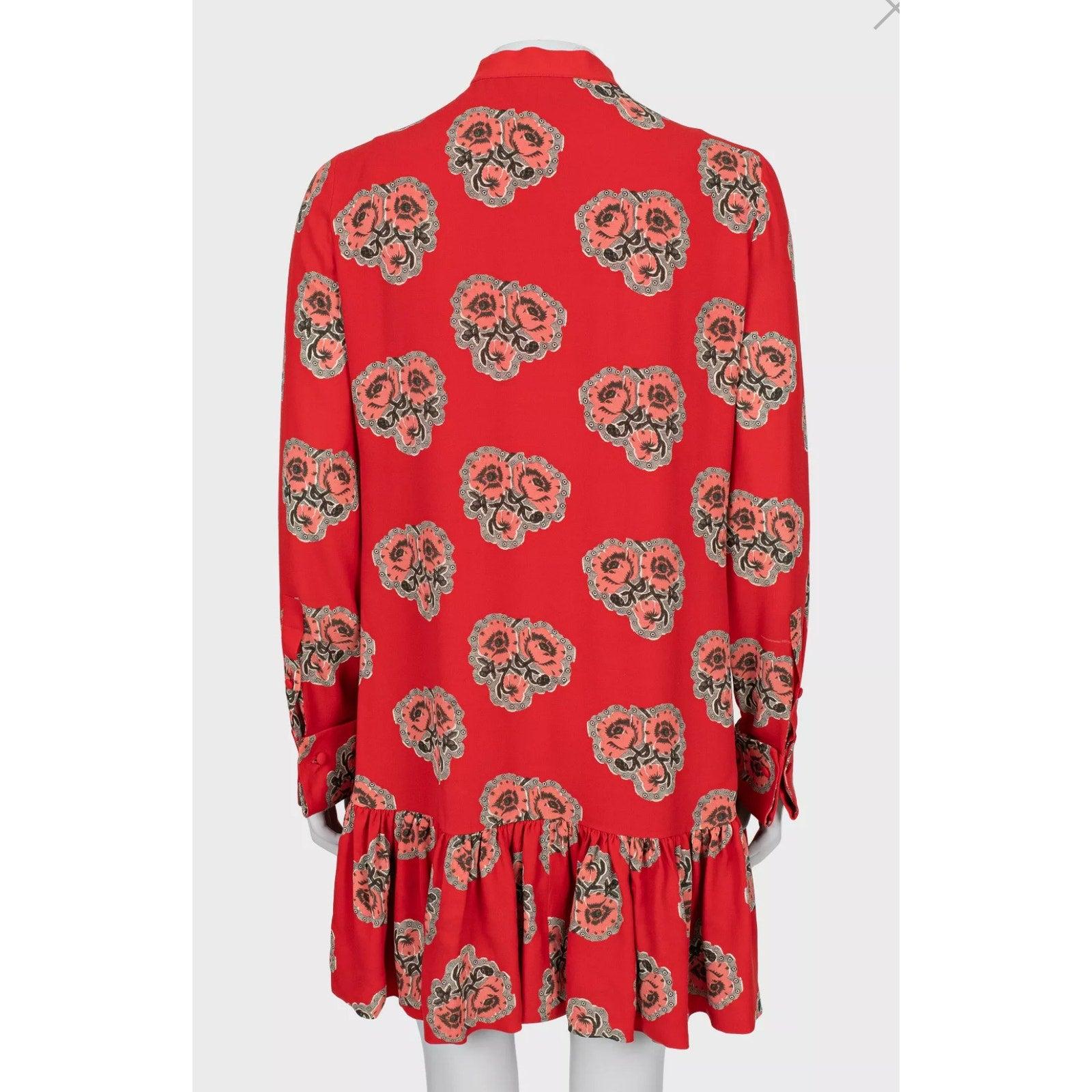 Rouge Alexander McQueen - Mini robe en soie imprimée coquelicot - rouge Sz.40 IT en vente