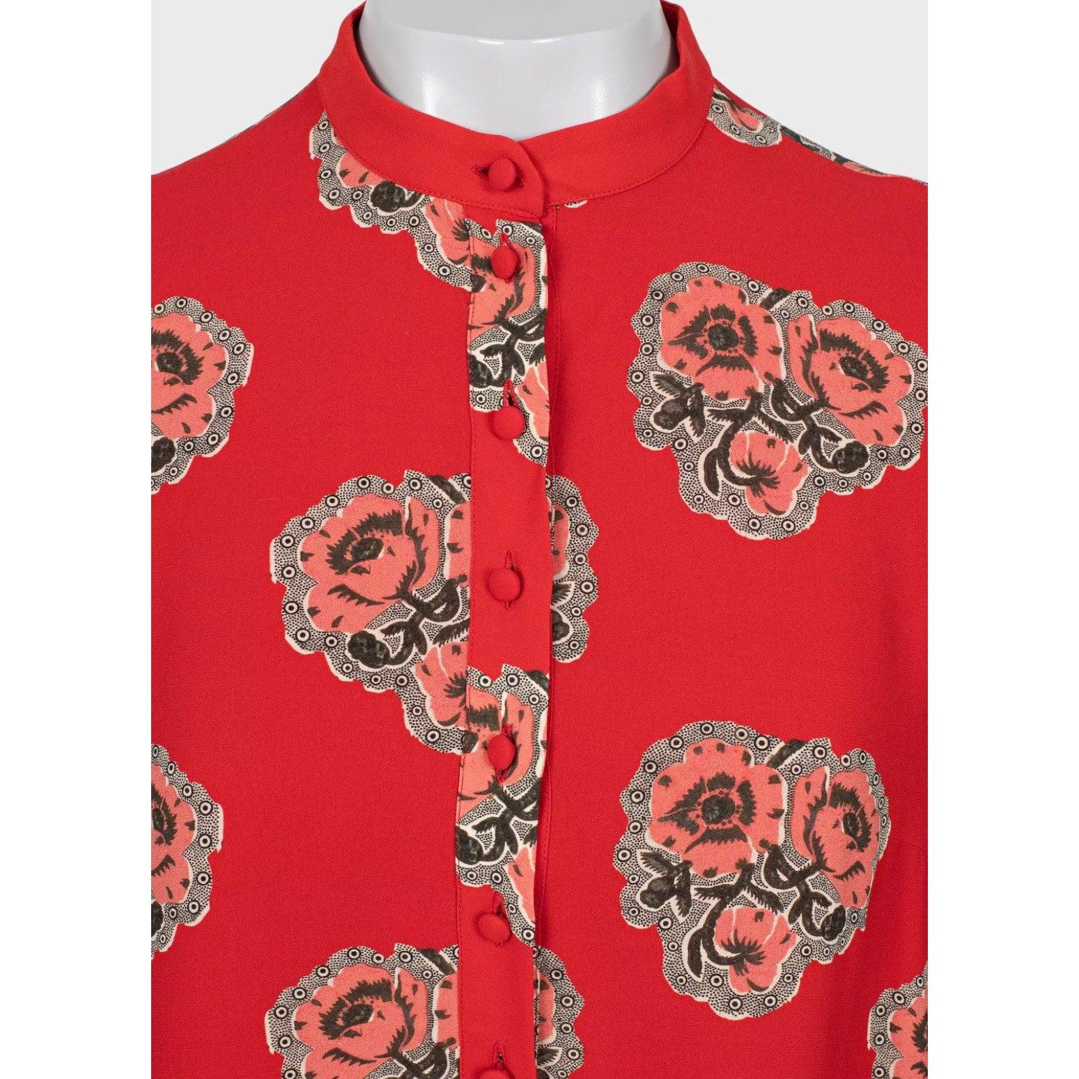 Alexander McQueen - Mini robe en soie imprimée coquelicot - rouge Sz.40 IT Excellent état - En vente à Krakow, PL
