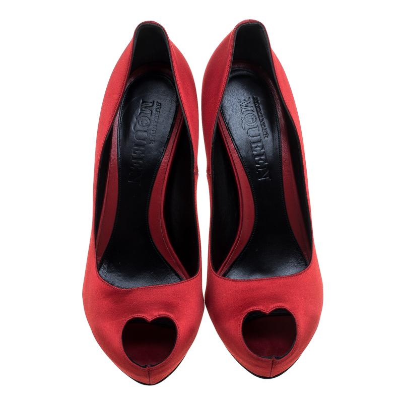 red peep toe pumps