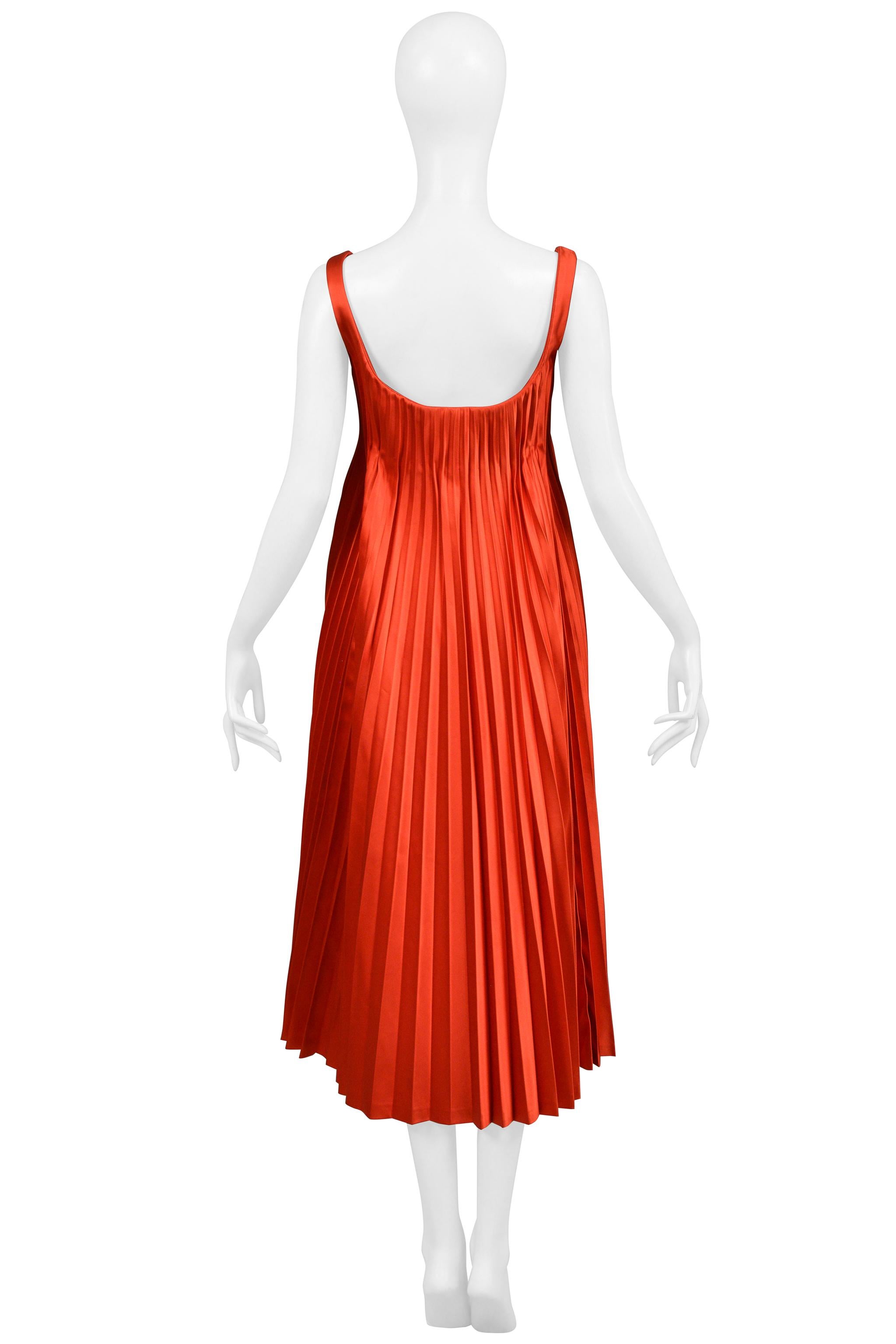 Alexander McQueen Red Satin Pleated Cocktail Dress 2003 For Sale 3