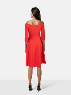Alexander McQueen Red Scallop Rose Detail Dress Size L