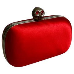 Alexander McQueen Red Silk Heart Skull Box Clutch