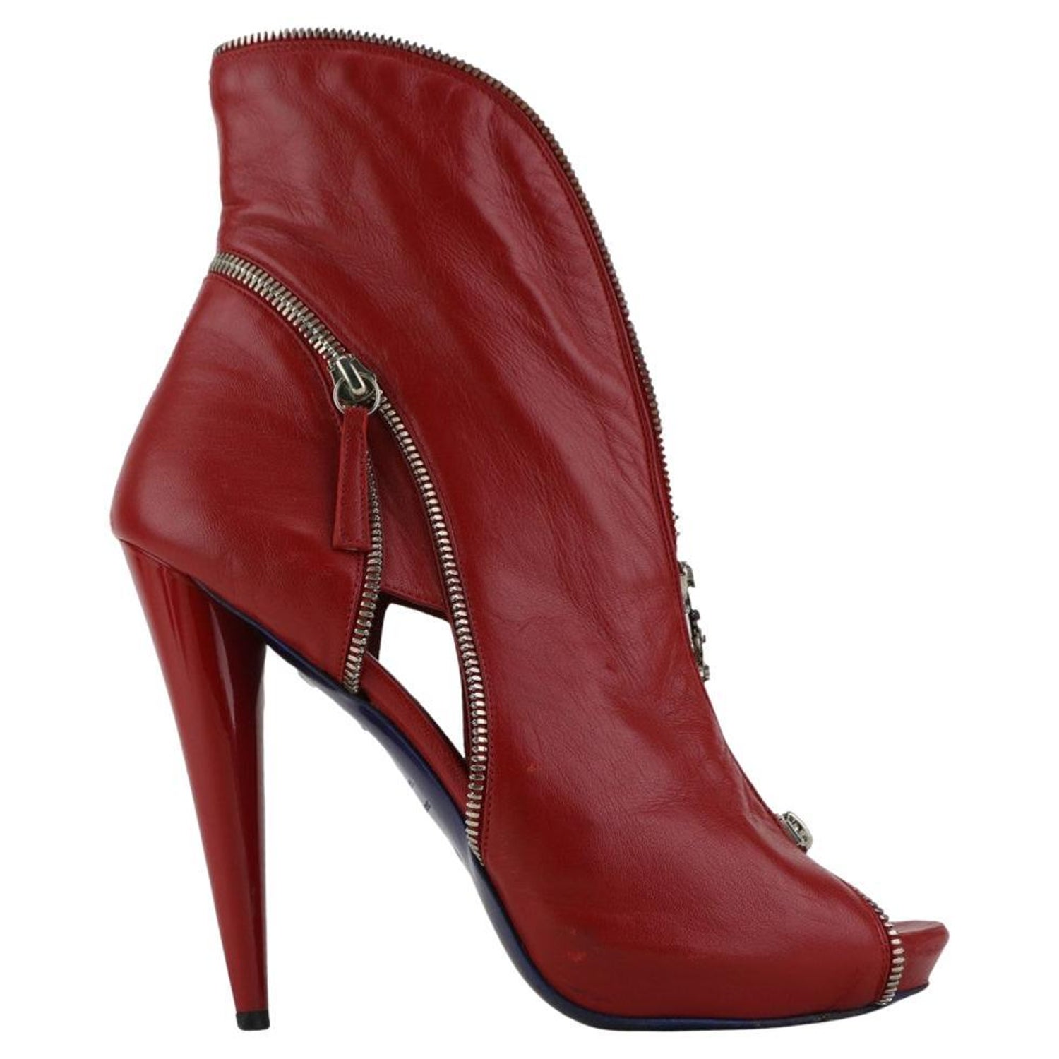 ALEXANDER MCQUEEN Red Skull Cut-Out Boot 41 - 11 For Sale at 1stDibs
