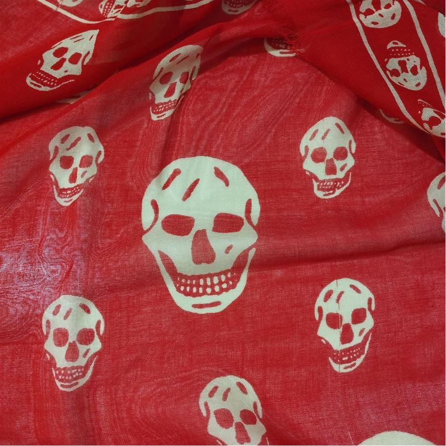 Women's Alexander Mcqueen Red Skull Scarf For Sale