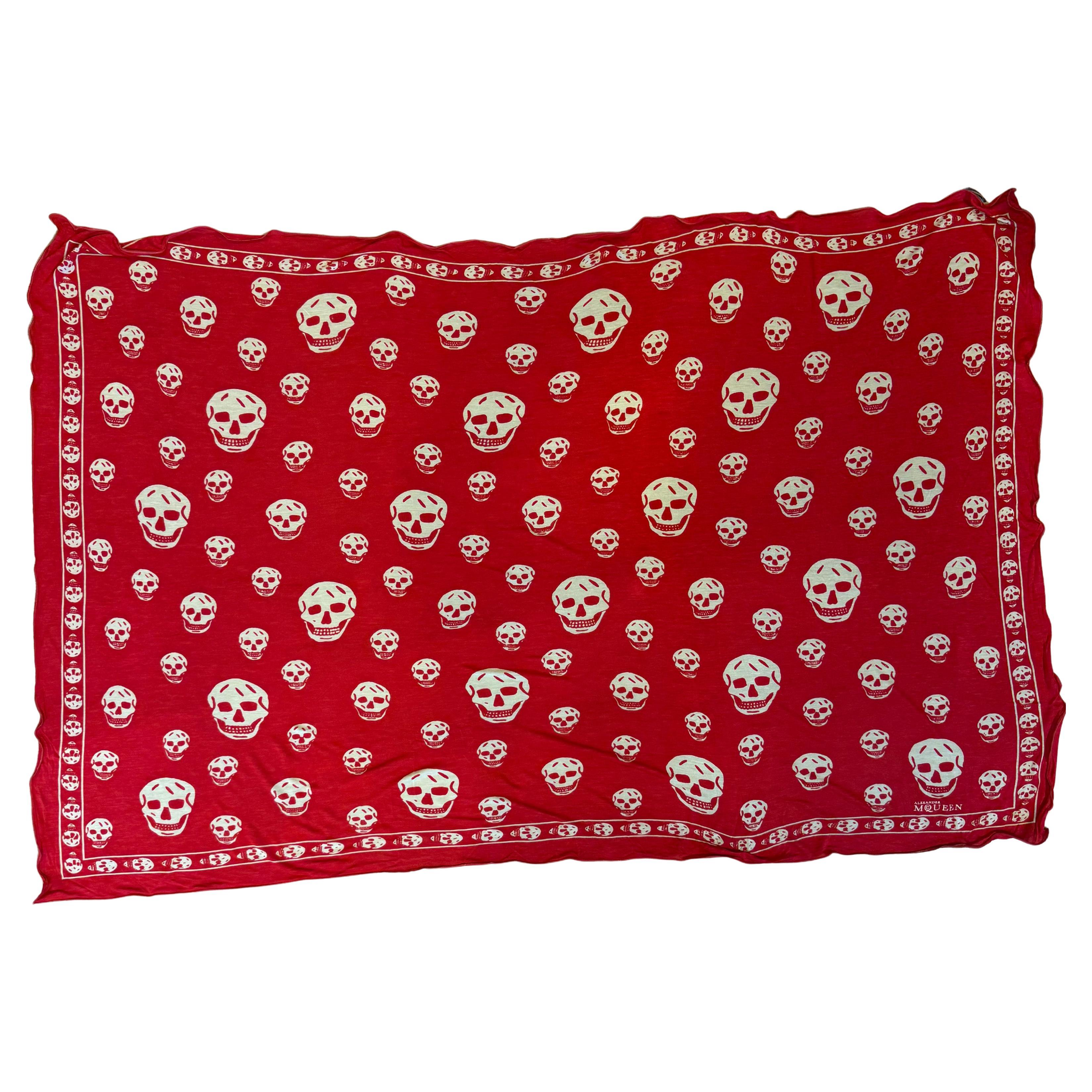 Alexander Mcqueen Red Skull Scarf For Sale at 1stDibs