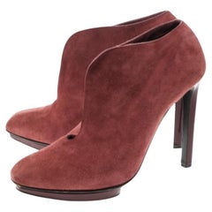 Alexander McQueen Red Suede Ankle Boots Size 37.5