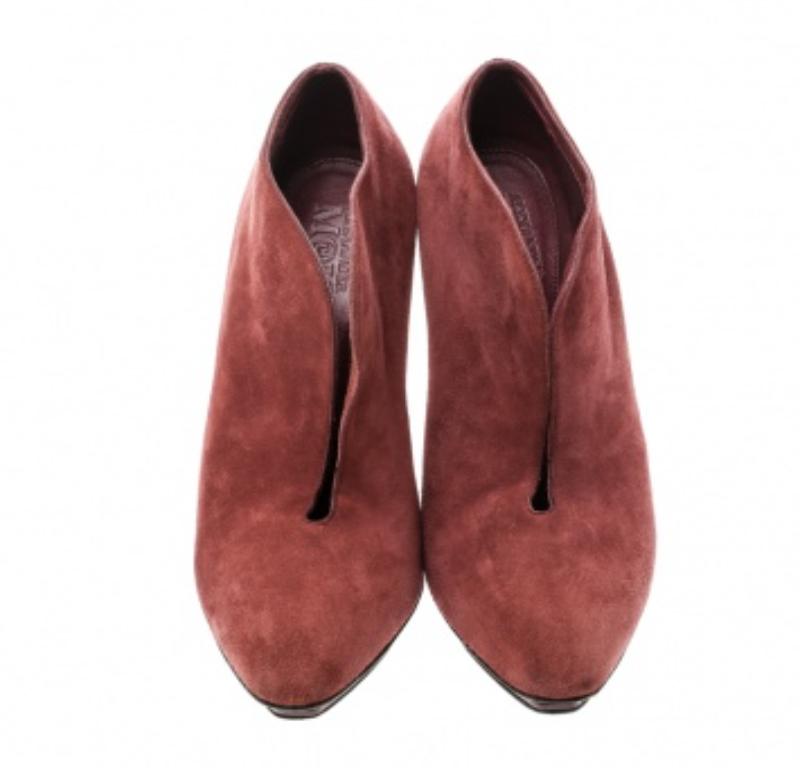 Alexander McQueen Botines de ante rojo Talla 37.5 Marrón en venta