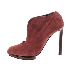 Alexander McQueen Red Suede Ankle Boots Size 37.5