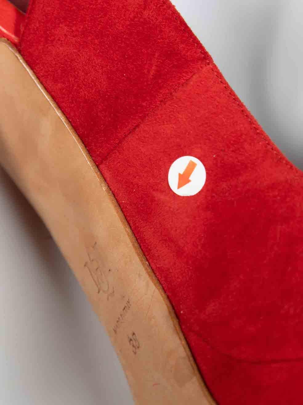 Alexander McQueen Red Suede Floral Detail Heels Size IT 38 4