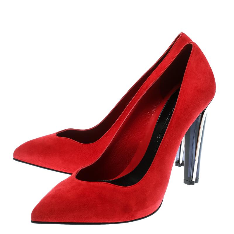 Alexander McQueen Red Suede Pointed Toe Pumps Size 39 3
