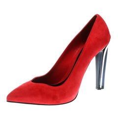 Alexander McQueen Red Suede Pointed Toe Pumps Size 39