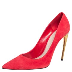 Alexander McQueen Red Suede Pointed Toe Pumps Size 41