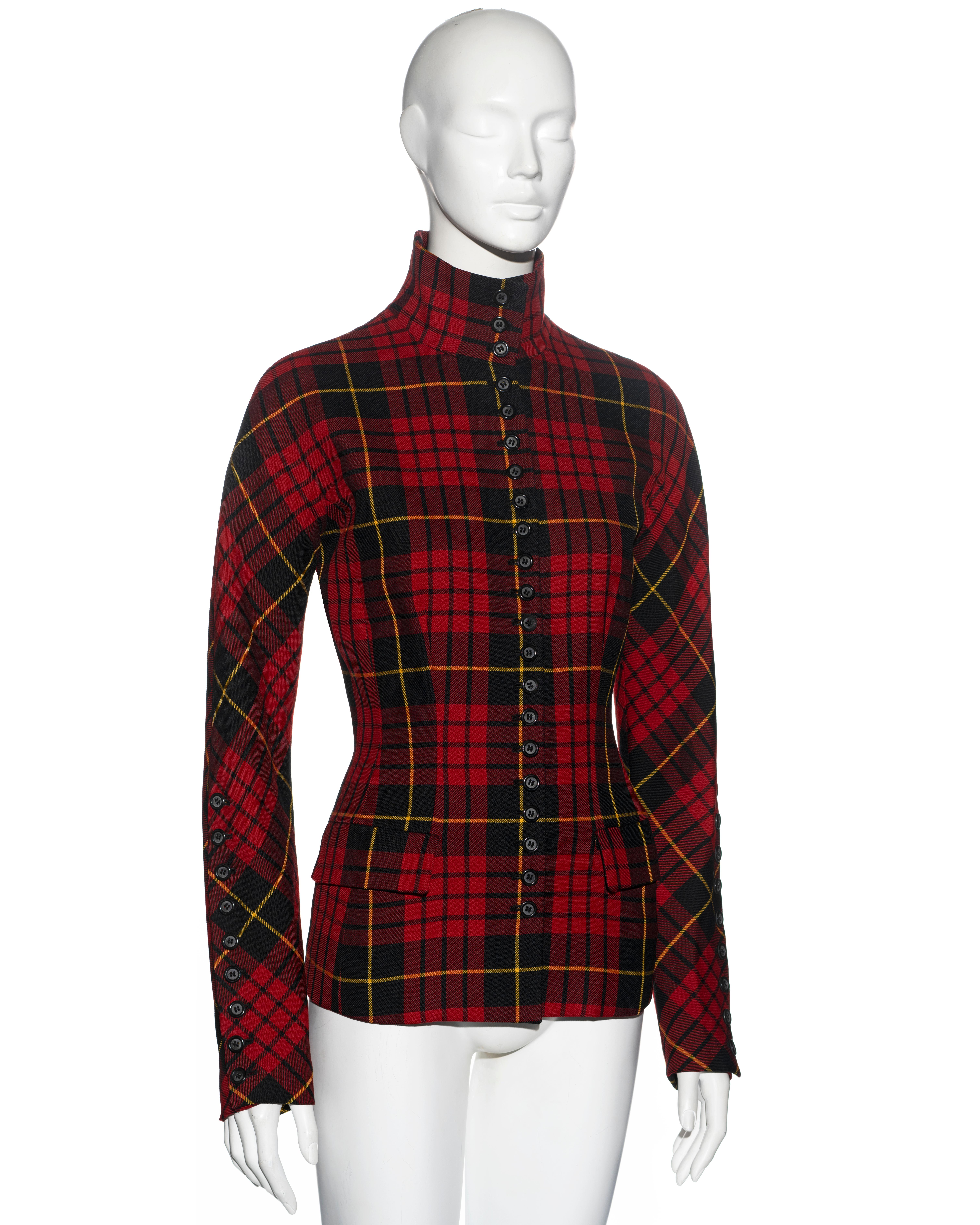 Alexander McQueen red tartan wool 'Joan' jacket, fw 1998 In Excellent Condition In London, GB