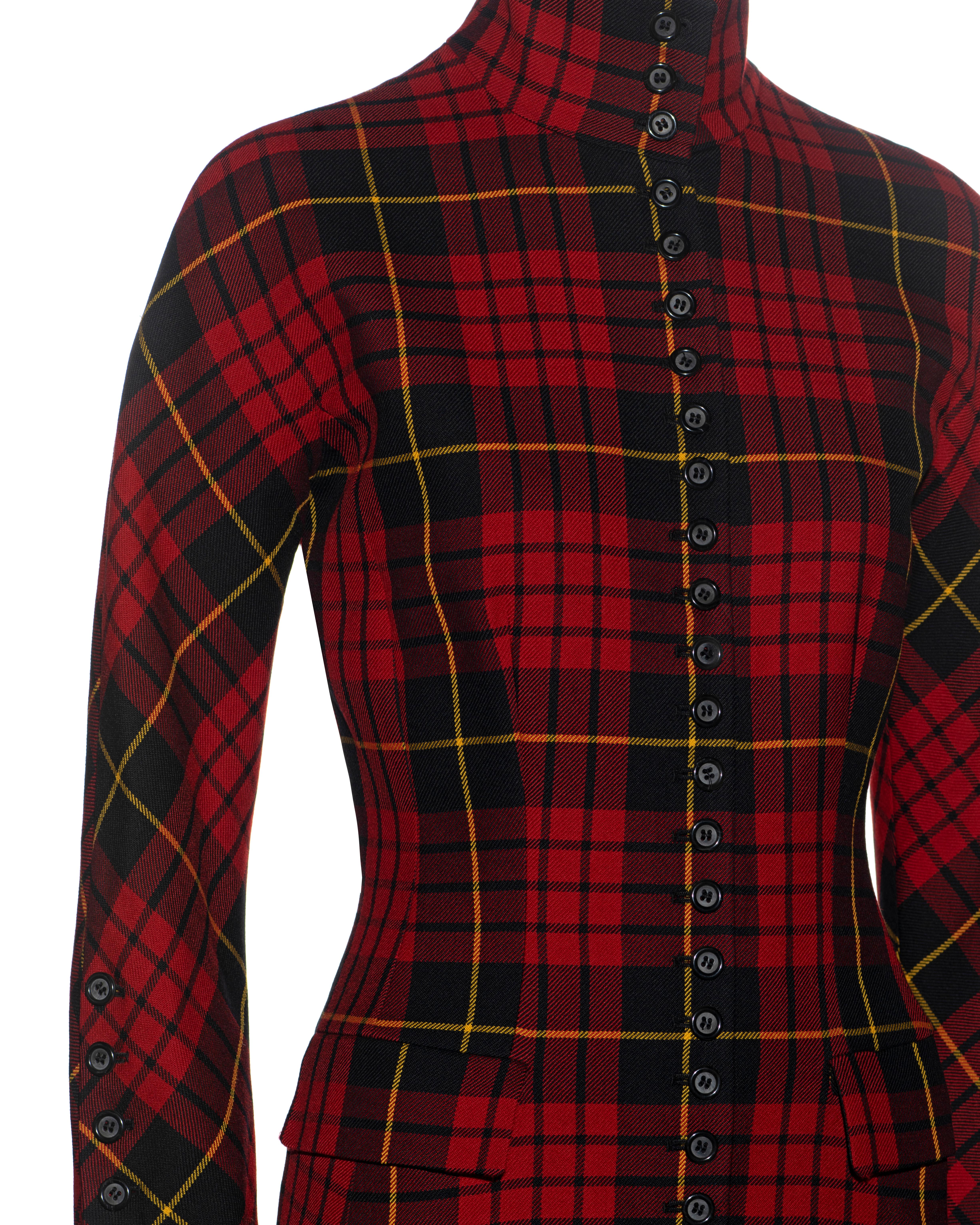 Women's Alexander McQueen red tartan wool 'Joan' jacket, fw 1998
