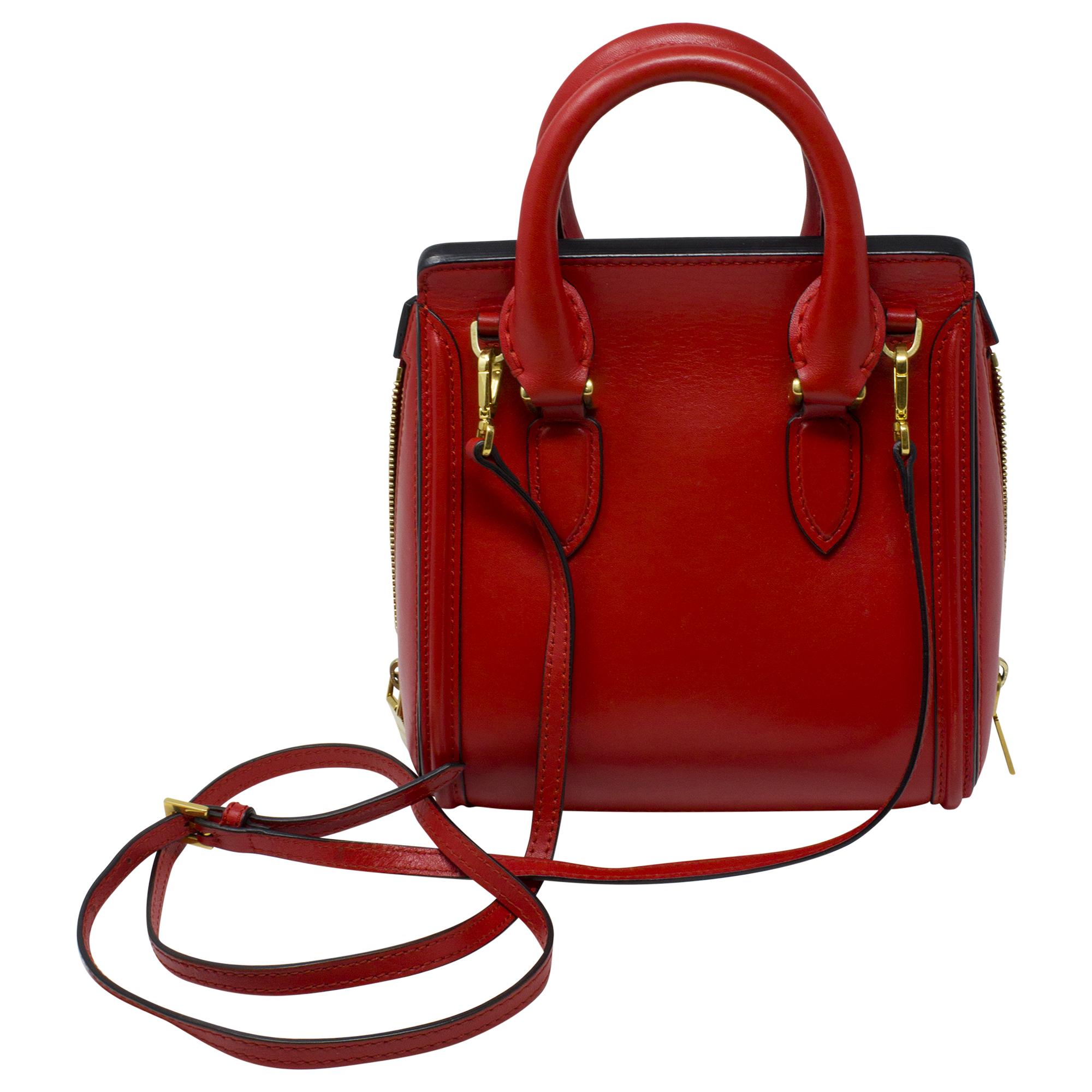 Alexander McQueen Red Top Handle Bag In Excellent Condition For Sale In Atlanta, GA