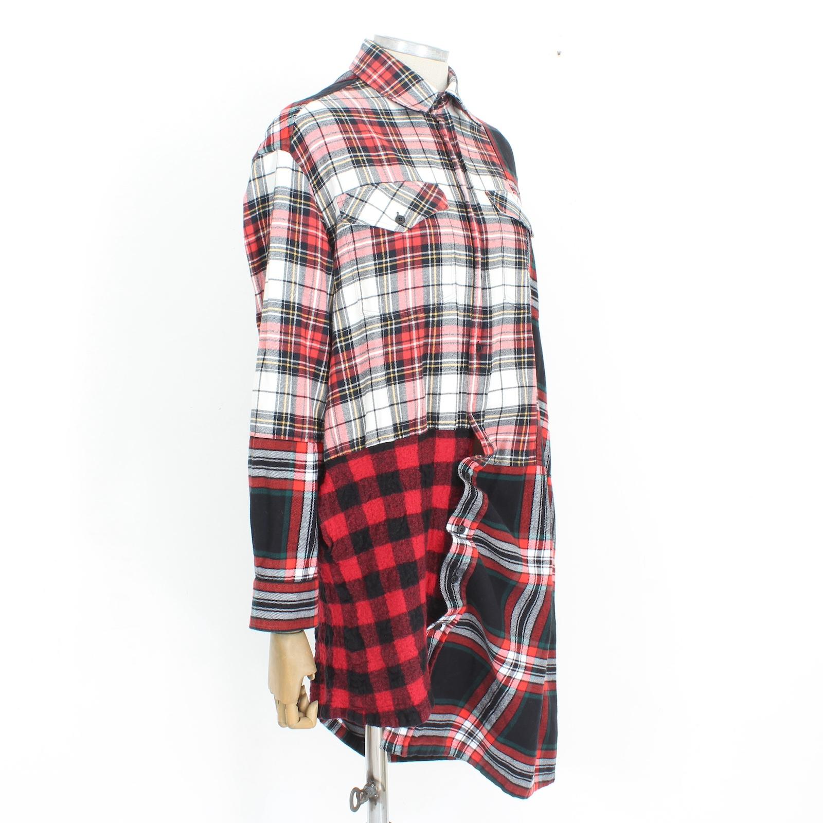 Alexander McQueen Red White Check Asymmetric Dress 2000s In Excellent Condition For Sale In Brindisi, Bt