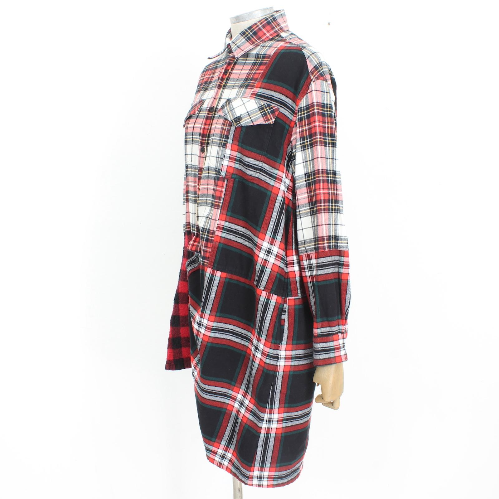 Alexander McQueen Red White Check Asymmetric Dress 2000s For Sale 1