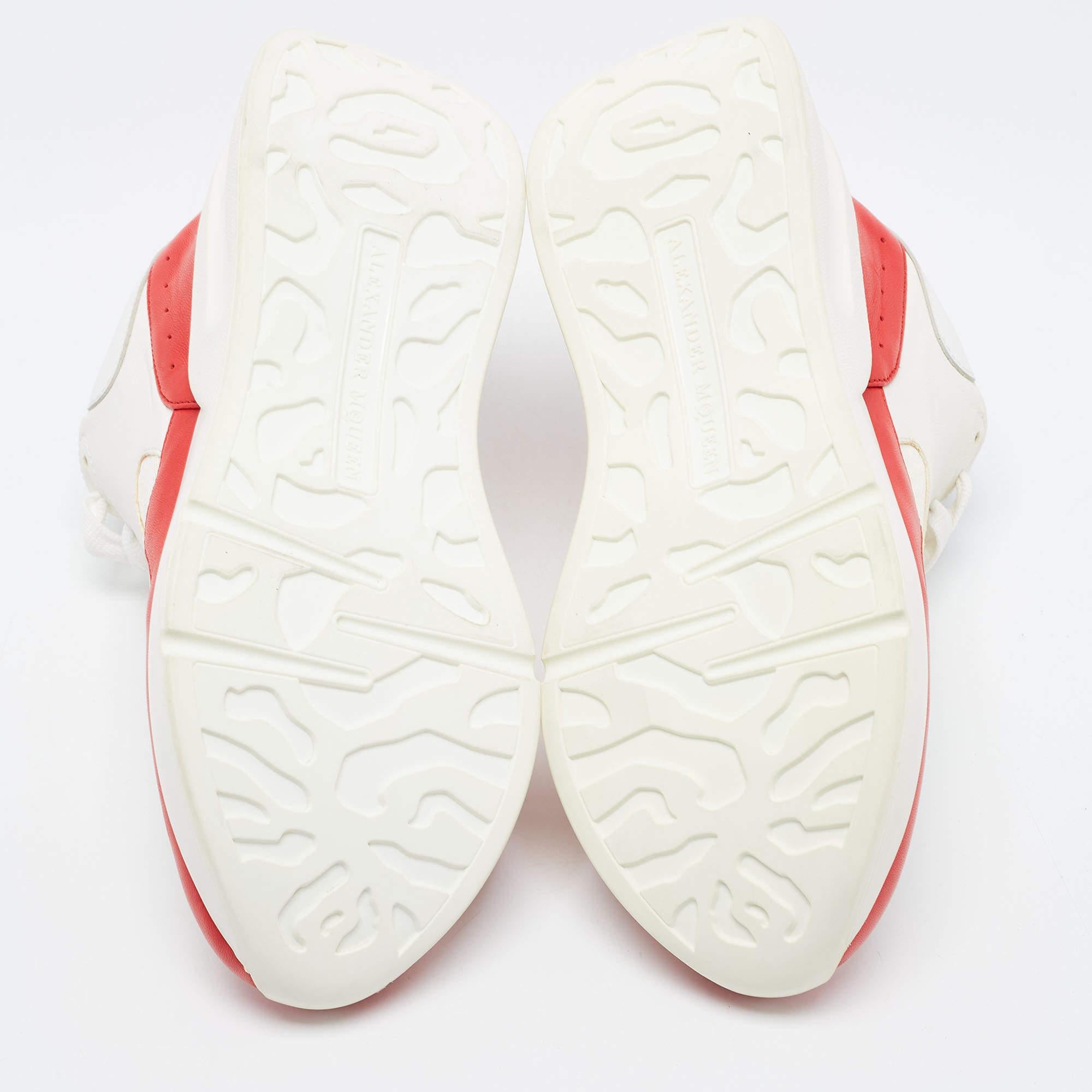 Beige Alexander McQueen Red/White Leather and Fabric Oversized Low Top Sneakers Size 3