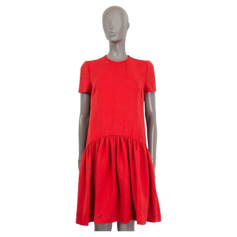 ALEXANDER MCQUEEN red wool blend DROP WAIST SCUBA Dress M ALEXANDER MCQUEEN red wool blend DROP WAIST SCUBA Dress M