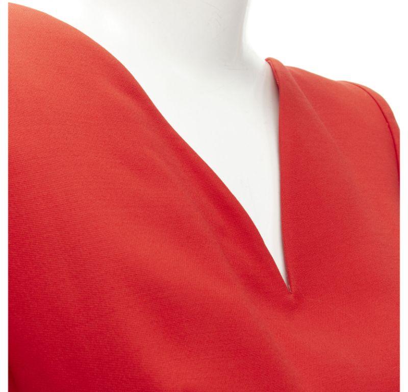 ALEXANDER MCQUEEN red wool crepe tulip neck flutter hem dress IT38 XS 2
