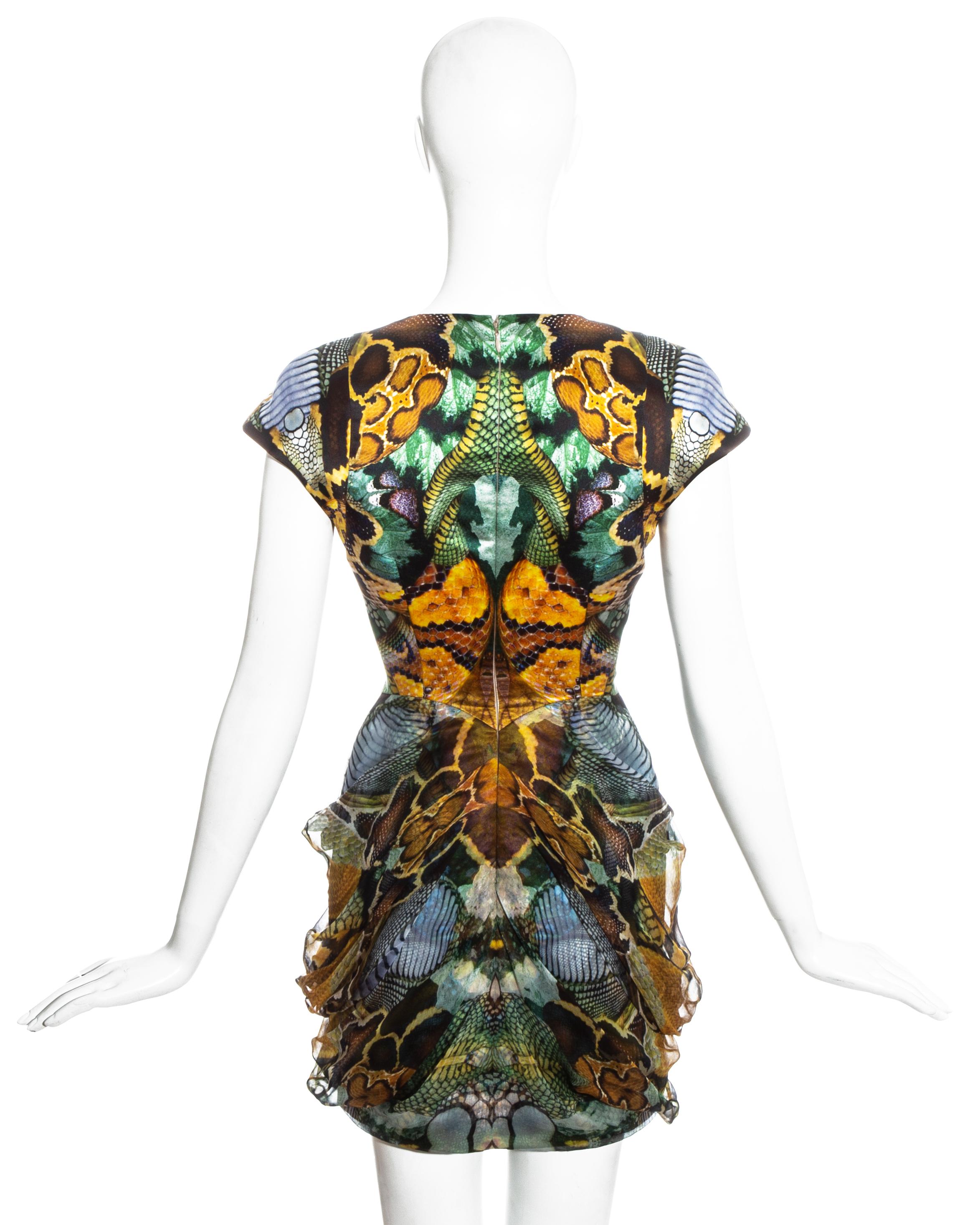 Alexander McQueen reptile print organza 'Plato's Atlantis' mini dress, ss 2010 In Excellent Condition In London, GB