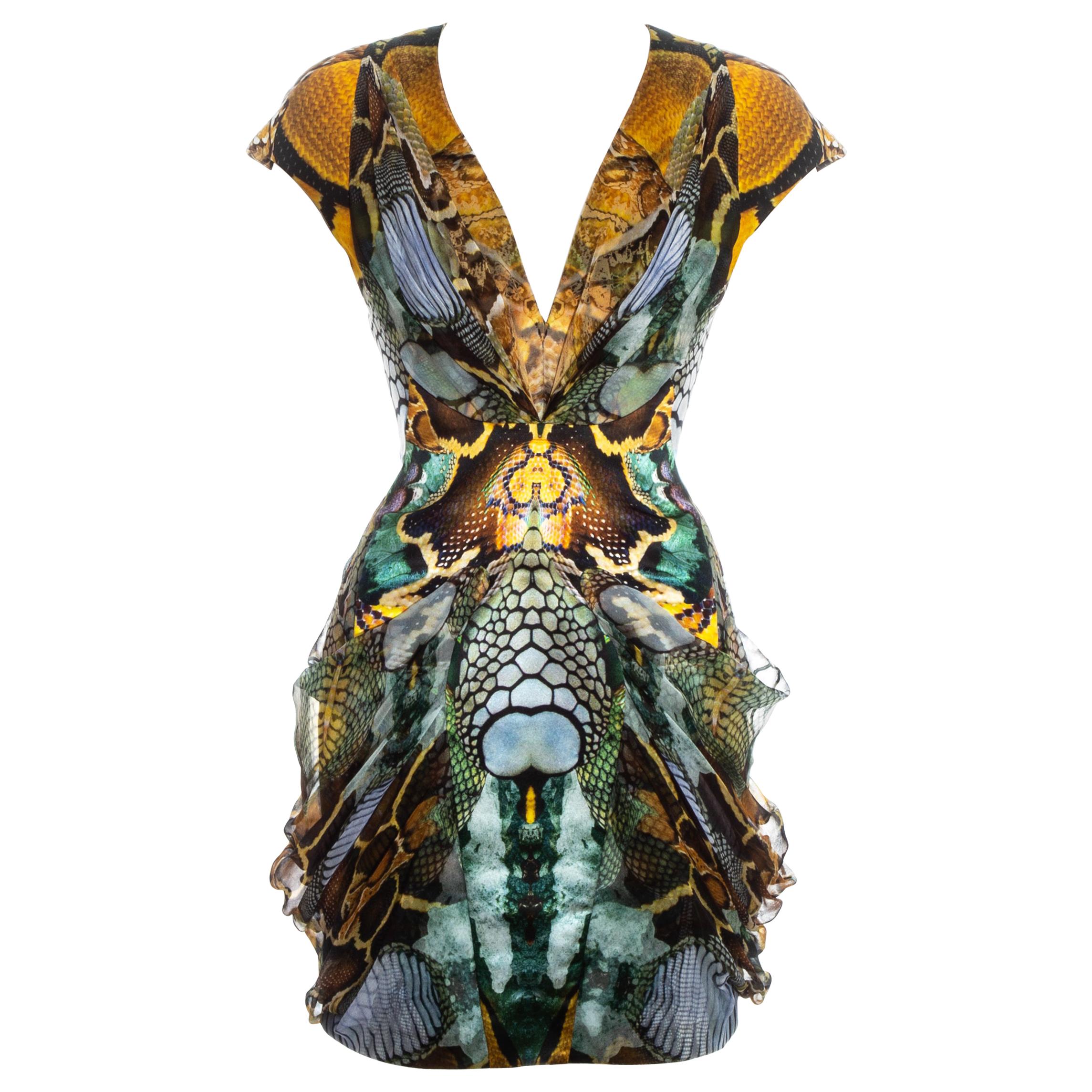 Alexander McQueen reptile print organza 
Plato
s Atlantis
 mini dress, ss 2010